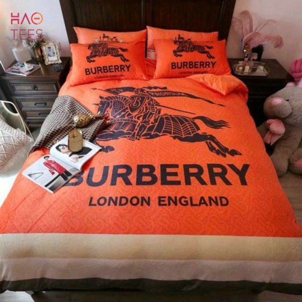 BEST Burberry London EngLand Luxury Brand Bedding Sets Orange Duvet Cover