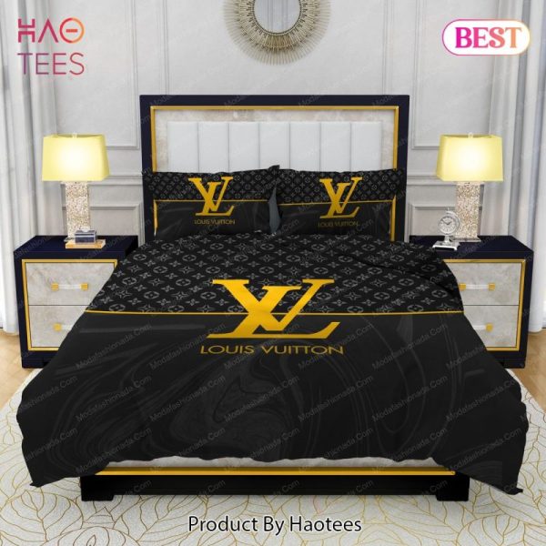 Black Veinstone And Gold Louis Vuitton Bedding Sets Bed Sets