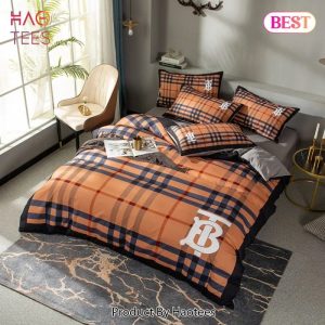 Burberry Orange Bedding Set 3d Printed Bedding Sets Quilt Sets Duvet Cover Luxury Brand Bedding Decor Bedroom Sets