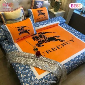 Burberry Orange Logo Bedding Set Quilt Sets Duvet Cover Luxury Brand Bedding Decor Bedroom Sets