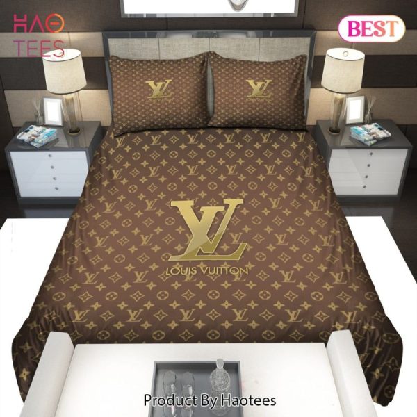 Buy Gold Louis Vuitton Symbol Logo Bedding Sets Bed Sets