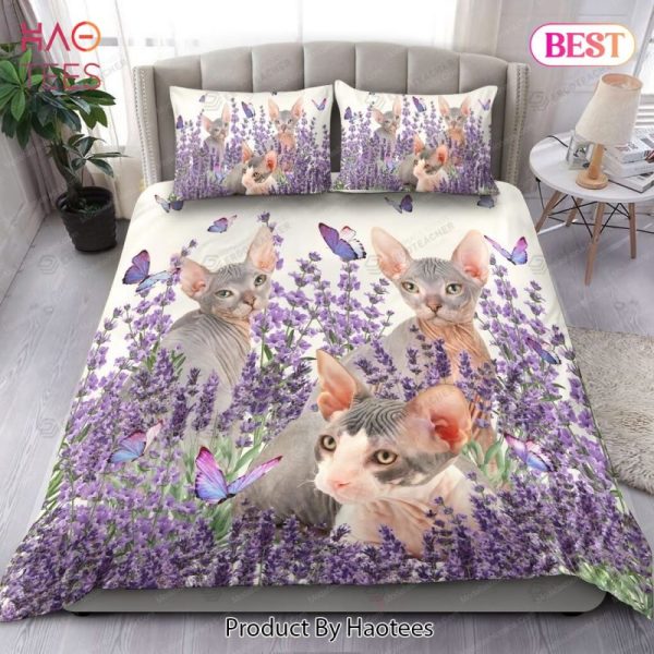 Buy Lavender And Sphynx Cat Animal 065 Bedding Set Bed Sets