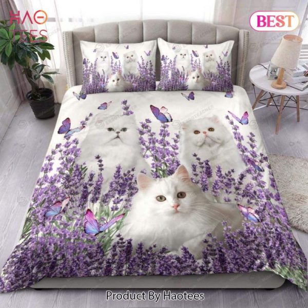 Buy Lavender Flower And Persian Cat Animal 168 Bedding Set Bed Sets