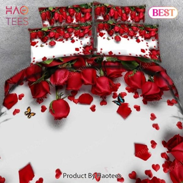 Buy Red Rose And Red Heart Bedding Set Bed Sets