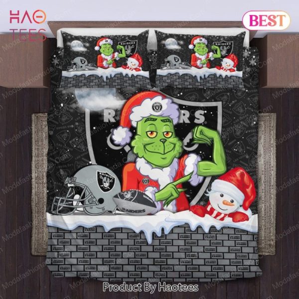 Buy The Grinch NFL Las Vegas Raiders Christmas Bedding Sets Bed Sets