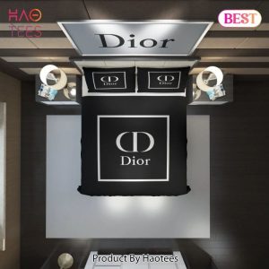 Christian Dior Black Fashion Luxury Brand Premium Bedding Set Home Decor