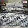 Christian Dior Black White Logo Luxury Brand Premium Bedding Set Bedspread Duvet Cover Set Home Decor