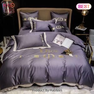 Christian Dior Grey Luxury Brand Premium Bedding Set Bedspread Duvet Cover Set Home Decor