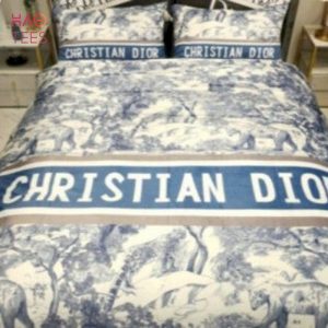 Christian Dior Light Blue Luxury Color Bedding Set Limited Edition