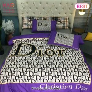 Christian Dior Violet Luxury Brand Premium Bedding Set Bedspread Duvet Cover Set Home Decor