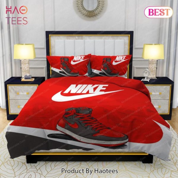 Famous Nike Air Jordan Red Background Design & Quality Comfortable 4 Pieces Bedding Sets Bed Sets