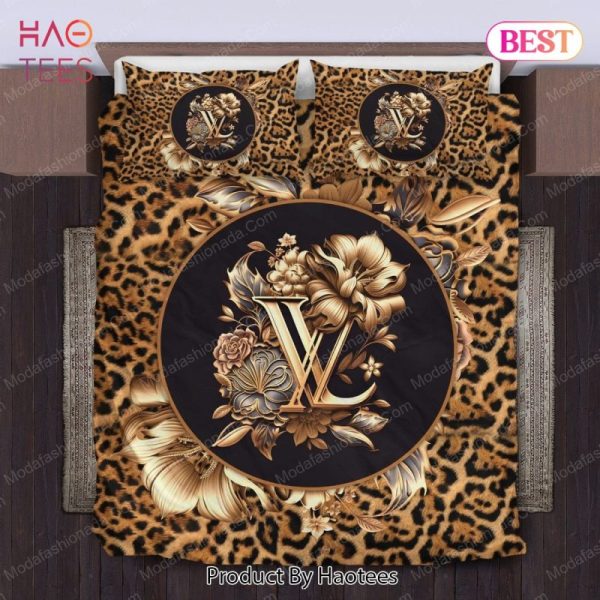 Flowers And Leopard Pattern Louis Vuitton Bedding Sets Bed Sets