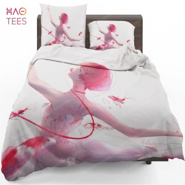 Girl Ballet Dancer Fishes Pink Koi Anime Bedding Sets