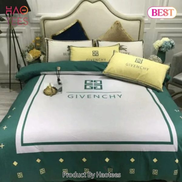 Givenchy Green White Luxury Brand High End Premium Bedding Set Home Decor