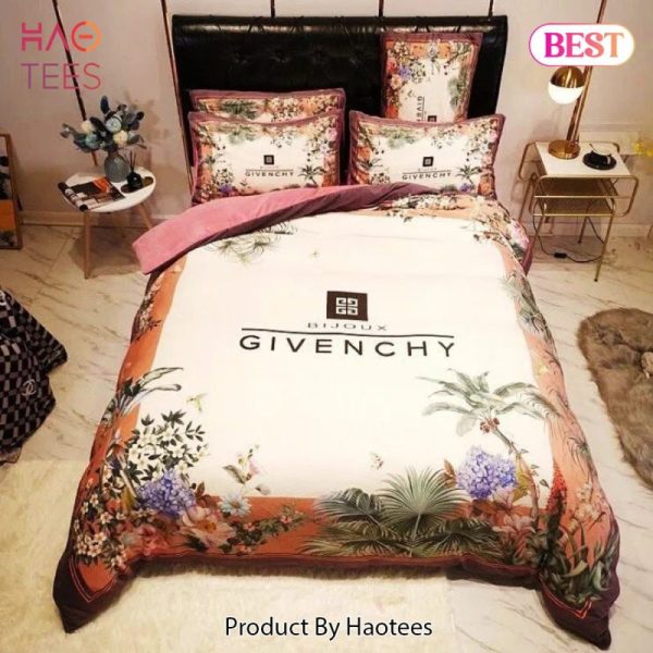 Givenchy New Flowers White Luxury Brand Bedding Set Duvet Cover Home Decor