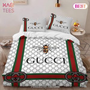 Gucci Bee White Luxury Brand High-End Bedding Set Home Decor