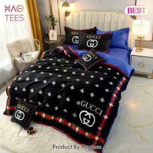 Gucci Bees Black Luxury Brand Premium Bedding Set Bedspread Duvet Cover Set Home Decor