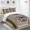 Gucci Brown Premium Fashion Luxury Brand Limited Bedding Set Home Decor