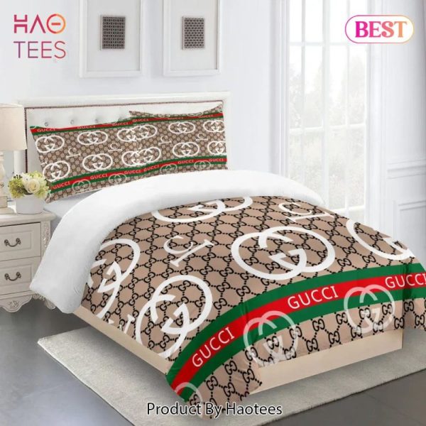 Gucci Brown Premium Limited Fashion Luxury Brand Bedding Set Home Decor