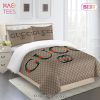 Gucci Brown Premium Luxury Brand Fashion Limited Bedding Set Home Decor