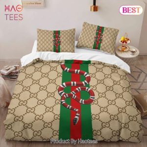 Gucci Brown Snake Luxury Brand High-End Bedding Set Home Decor