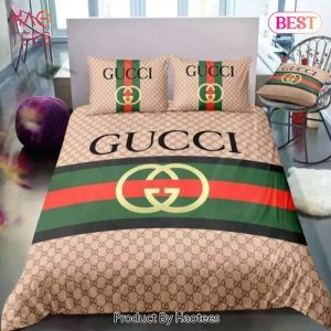 Gucci Brown Stripe Luxury Brand High-End Bedding Set Home Decor – EY91