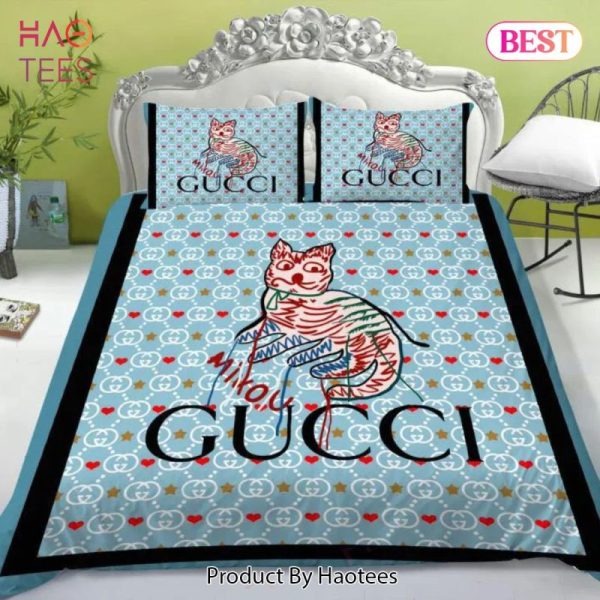 Gucci Cat Luxury Brand High-End Bedding Set Home Decor