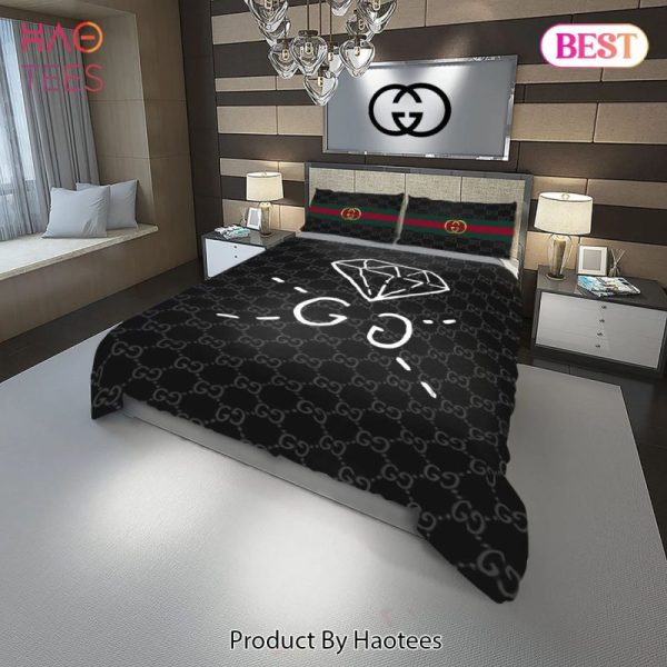 Gucci Diamond Fashion Logo Luxury Brand Bedding Set Home Decor