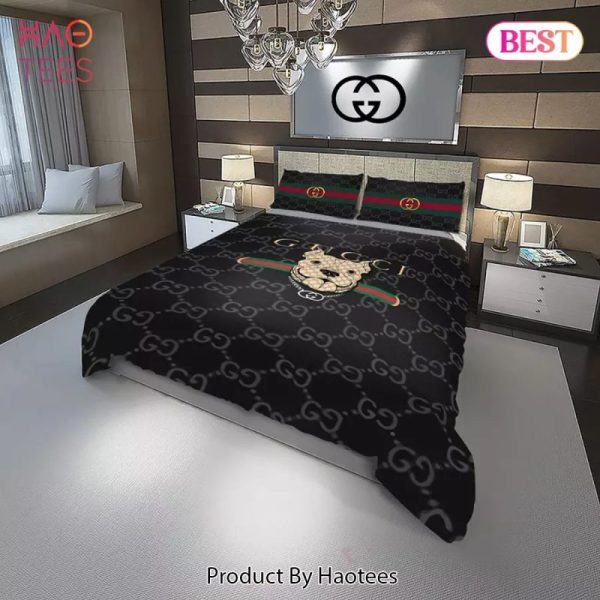 Gucci Doggy Fashion Logo Luxury Brand Bedding Set Home Decor