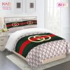 Gucci Fashion Yellow Logo Red Green Limited Luxury Brand Bedding Set Home Decor