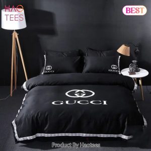 Gucci Luxury Brand Black Bedding Set Bedspread Duvet Cover Set Home Decor