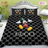 Gucci Mickey Black Logo New Luxury Brand Bedding Set Bedspread Duvet Cover Set Home Decor