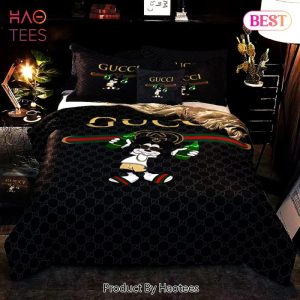 Gucci Mickey Drinking Fashion Logo Luxury Brand Premium Bedding Set Home Decor