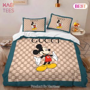 Gucci Mickey Fashion Logo Premium Luxury Brand High-End Bedding Set LV Home Decor