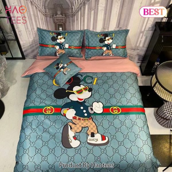 Gucci Mickey Mouse Fashion Luxury Brand Bedding Set Home Decor