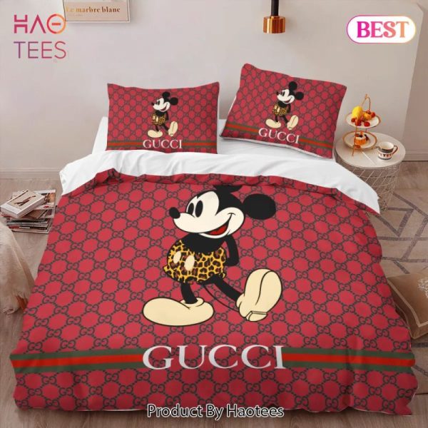 Gucci Mickey Mouse Luxury Brand High-End Bedding Set Disney Gifts Home Decor – FX01