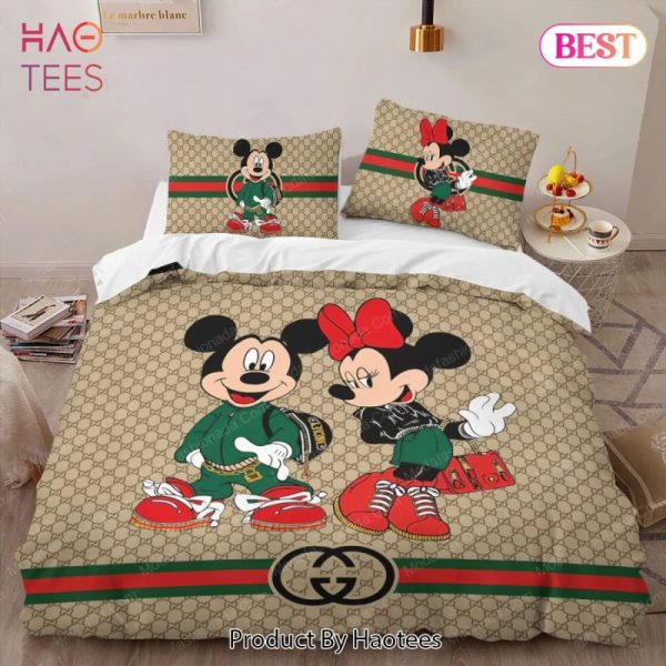 Gucci Mickey Mouse Luxury Fashion Brand Bedding Set Bedspread Duvet Cover Set