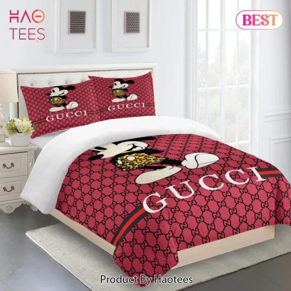 Gucci Mickey Premium Limited Luxury Brand Fashion Bedding Set Home Decor