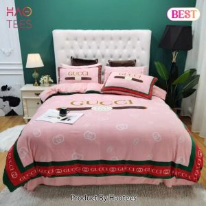 Gucci Pink Luxury Brand Bedding Set Bedspread Duvet Cover Set Home Decor