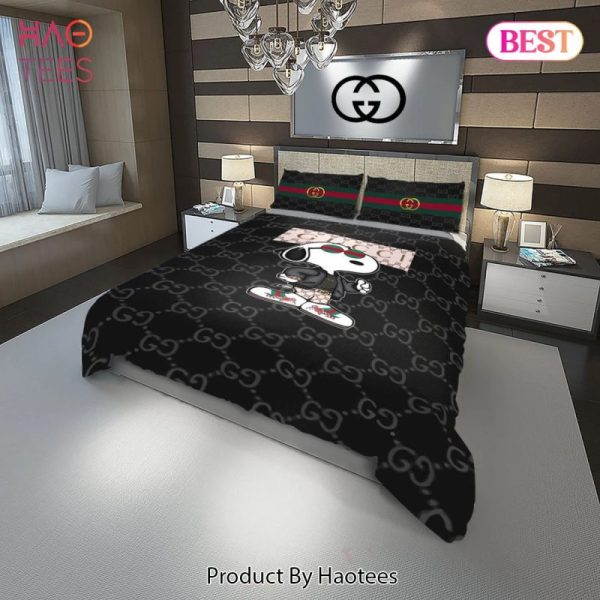 Gucci Snoopy Fashion Logo Luxury Brand Premium Bedding Set Home Decor