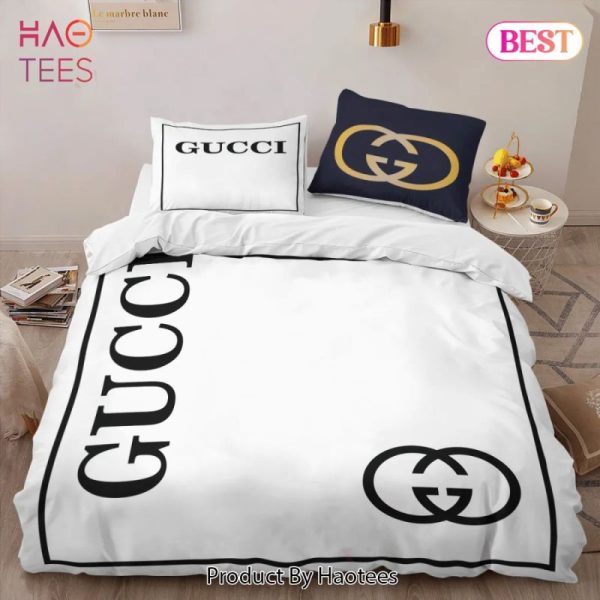 Gucci White Luxury Brand High-End Bedding Set Home Decor