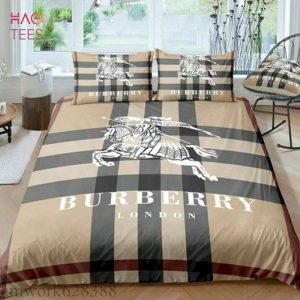 [HOT] Burberry London Luxury Brand Bedding Set Gray Stripe Limited Edition