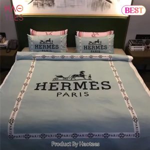 Hermes Light Blue Luxury Brand Premium Bedding Set Bedspread Duvet Cover Set Home Decor