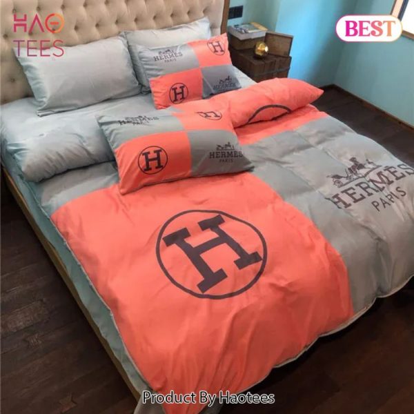 Hermes Light Red Grey Luxury Brand Premium Bedding Set Bedspread Duvet Cover Set Home Decor