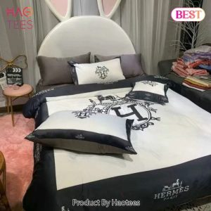 Hermes Paris Black Luxury Brand Bedding Set Duvet Cover Set Home Decor