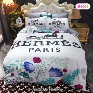 Hermes Paris Logo Luxury Brand Bedding Set Home Decor