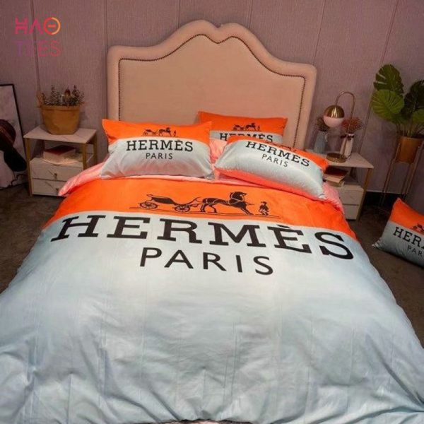 Hermes Paris Luxury Brand White Color Bedding Set POD Design