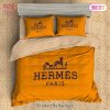 Hermes Paris Orange Fashion Luxury Brand Premium Bedding Set Home Decor