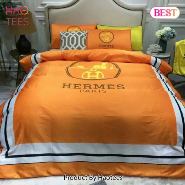 Hermes Paris Orange Luxury Brand Bedding Set Bedspread Duvet Cover Set Home Decor