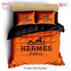 Hermes Paris Orange Luxury Brand Fashion  Bedding Set Bedspread Duvet Cover Set